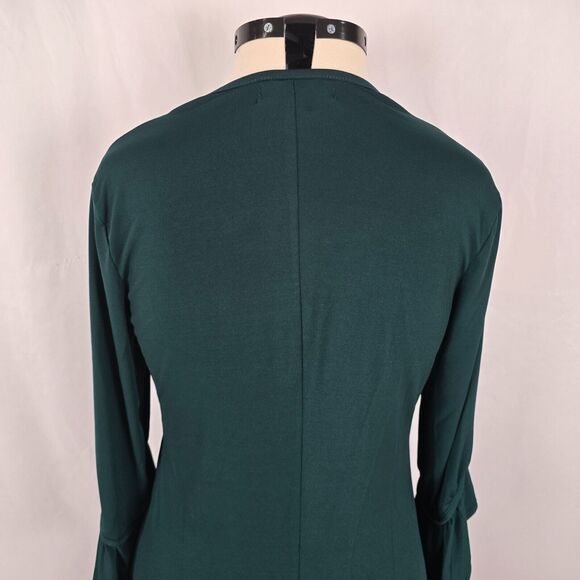 Lark & Ro Dress Women's L Green Long Bell Sleeve Ruffles Fit & Flare - Picture 5 of 16